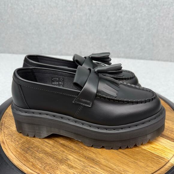 Dr. Martens Adrian Quad Mono Women's 8 Shoes Black Platform Vegan Leather - Picture 1 of 6